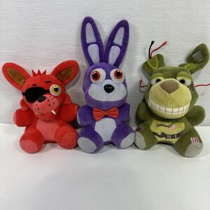 Five Nights At Freddys Plush Lot Of‎ 3 Bonnie Foxy Springtrap 8" Stuffed Animals